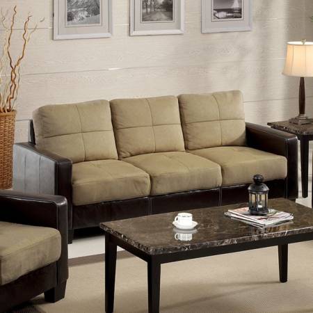 LAVERNE SOFA IN TAN & ESPRESSO